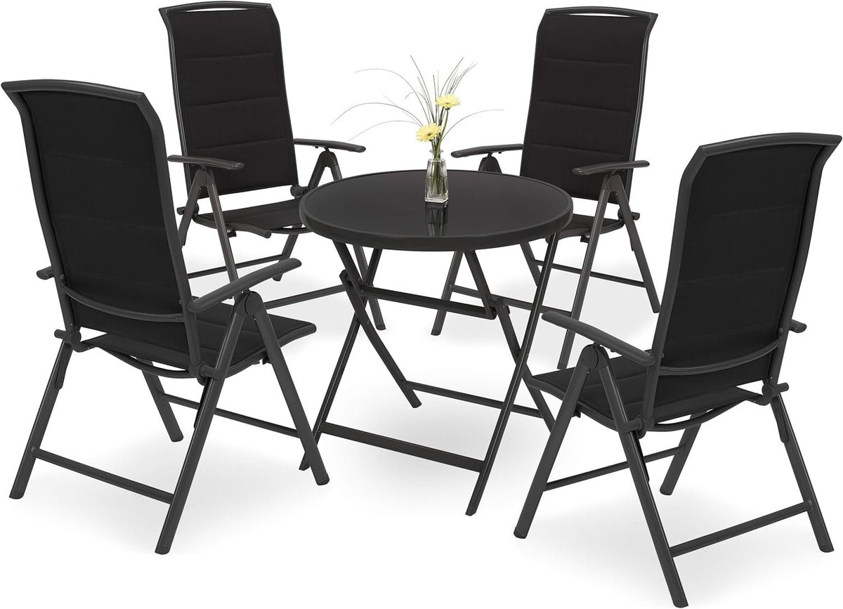 Salon de jardin BRUBAKER Milano – Table ronde et chaises pliantes